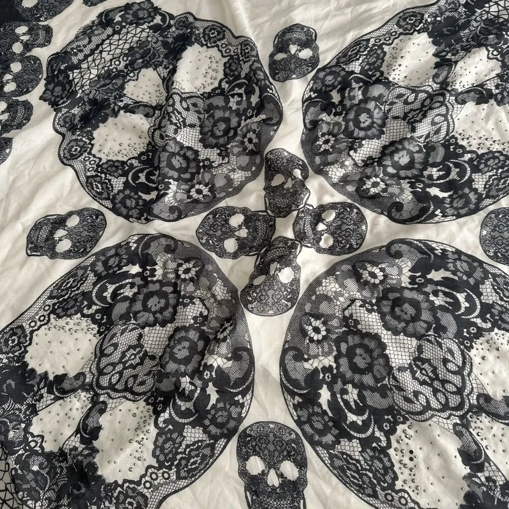 Skull Scarf Square 45" Boho Halloween - Picture 6 of 12